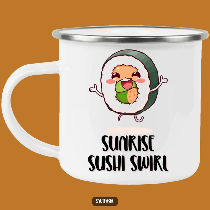 Funny Sushi Dance Camping Mug - Jovial Outdoor Food Gift