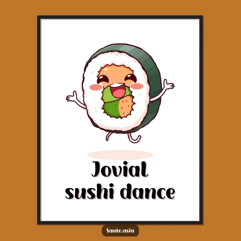 Funny Sushi Dance Digital Art - Jovial Foodie Decor Gift