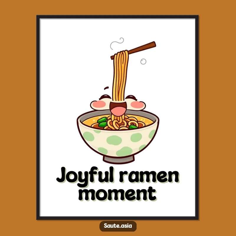 Funny Ramen Slurp Digital Art - Delighted Noodle Decor Gift
