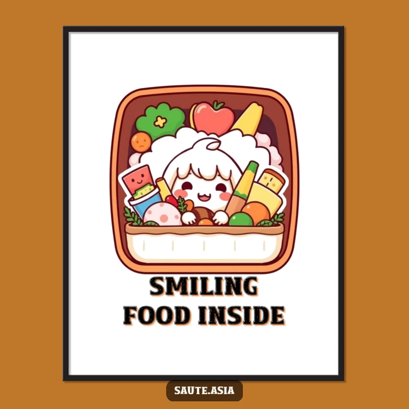 Funny Bento Box Digital Art Print: Playful Foodie Character Decor