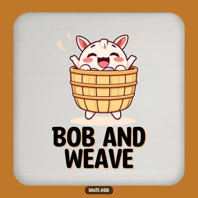 Funny Dim Sum Basket Drink Coaster: Cheerful Bobbing Character for Tables