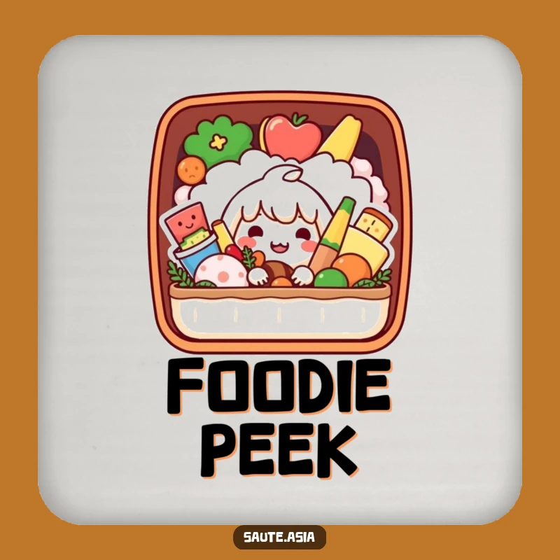Funny Bento Box Drink Coaster: Playful Foodie Character for Tables