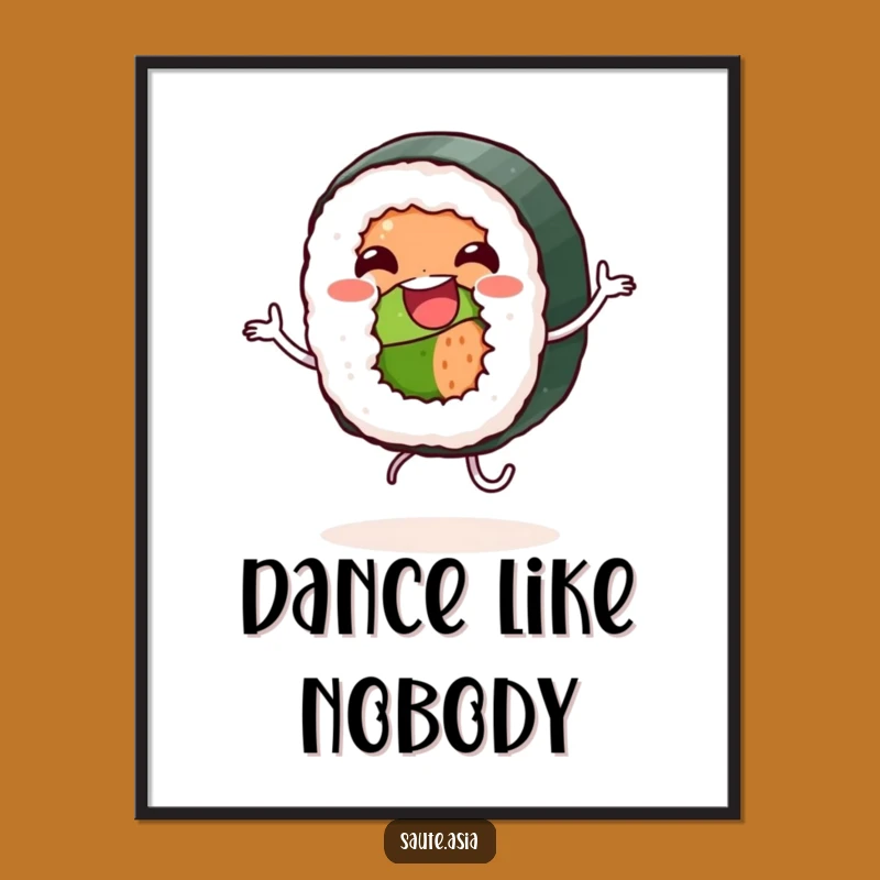 Funny Sushi Dance Poster - Jovial Foodie Wall Art Gift
