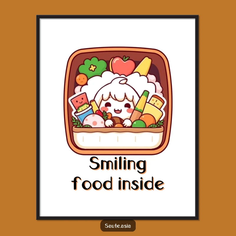 Funny Bento Box Poster: Playful Foodie Character Art for Cheerful Decor