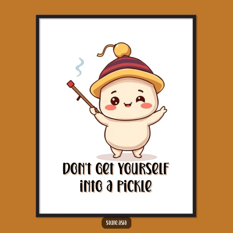 Free Printable Dumpling Art: Juggling Character for Playful Kitchen Decor