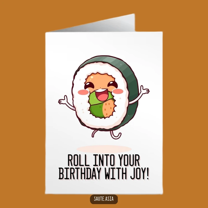 Free Printable Birthday Card: Jovial Sushi Roll Dance Party!