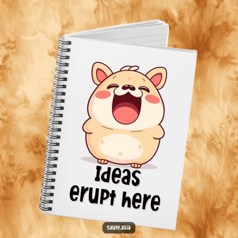 Funny bao bun notebook with a surprised character laughing heartily, perfect for jotting down funny ideas.