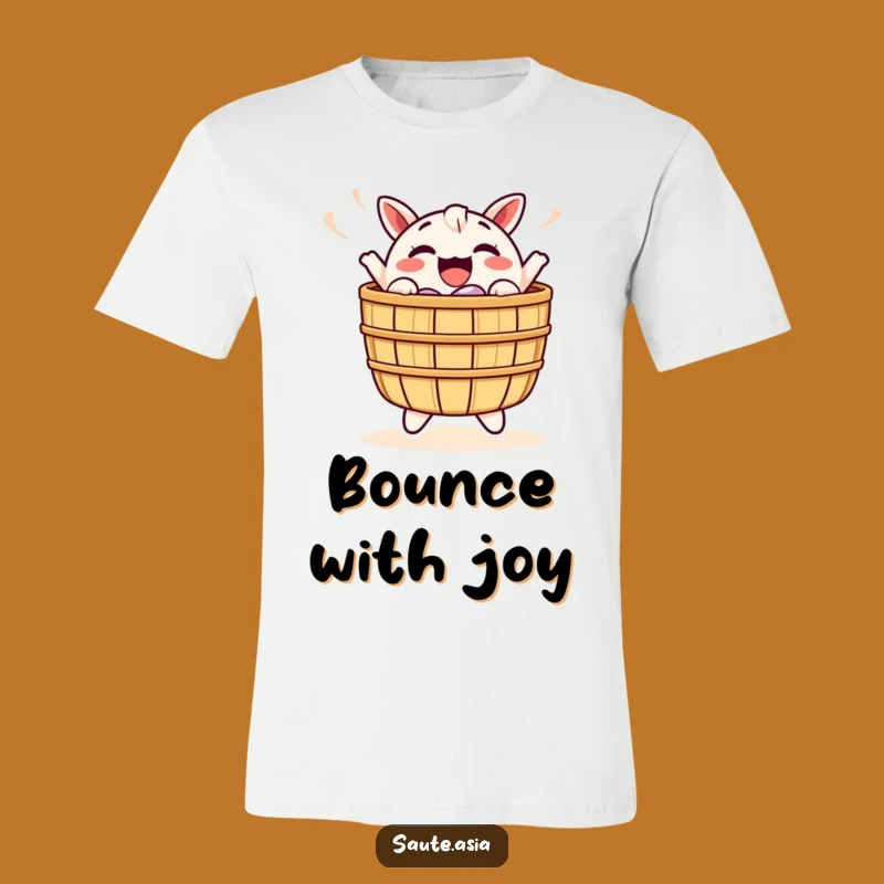 Funny Dim Sum Basket T-Shirt: Cheerful Bobbing Character Tee for Foodies