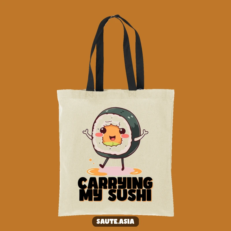 Funny Sushi Roll Tote Bag: Happy Dance, Cute Foodie Accessory Gift